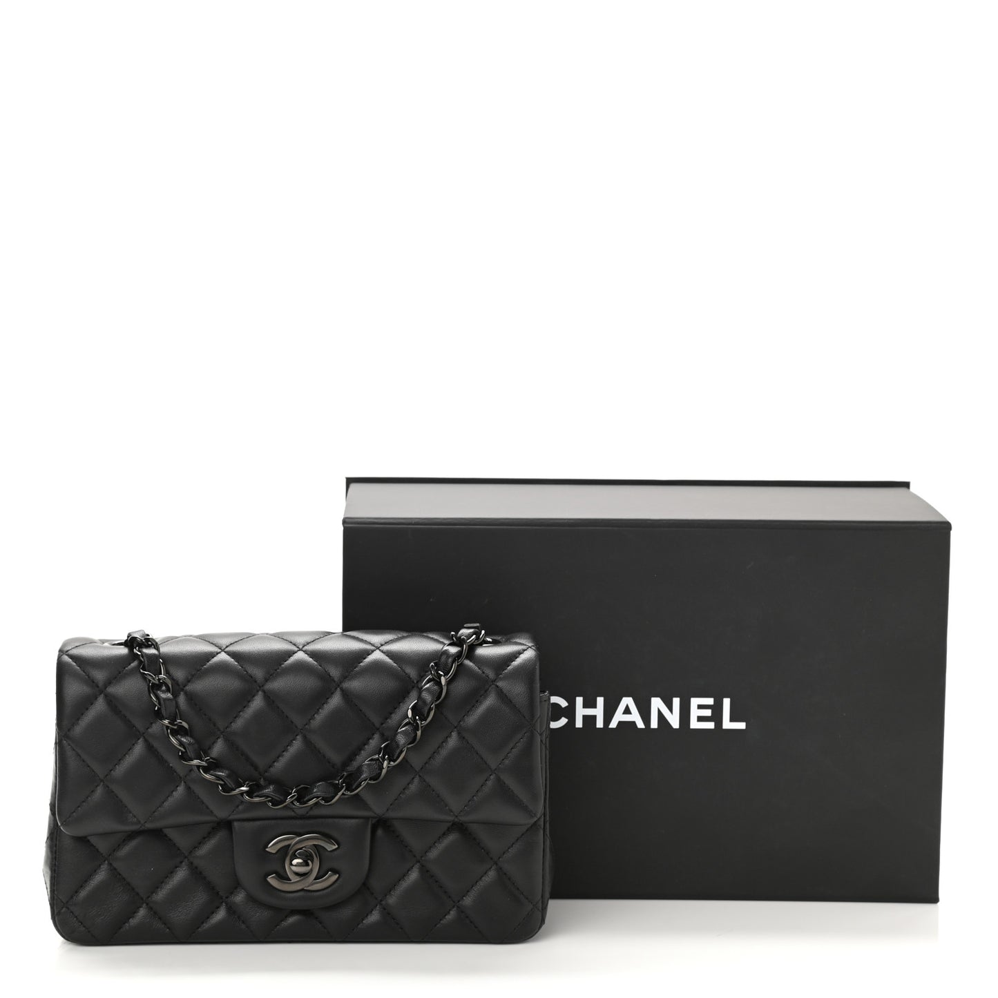Lambskin Quilted Mini Rectangular Flap So Black