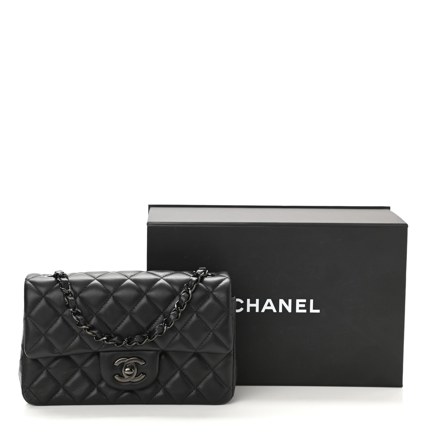Chanel Lambskin Quilted Mini Rectangular Flap So Black 11 of 11