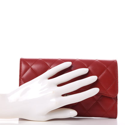 Chanel Lambskin Quilted Large Flap Wallet Red 2 of 10
