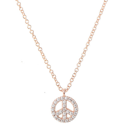 Tiffany 18K Rose Gold Diamond Mini Metro Peace Pendant Necklace 4 of 7