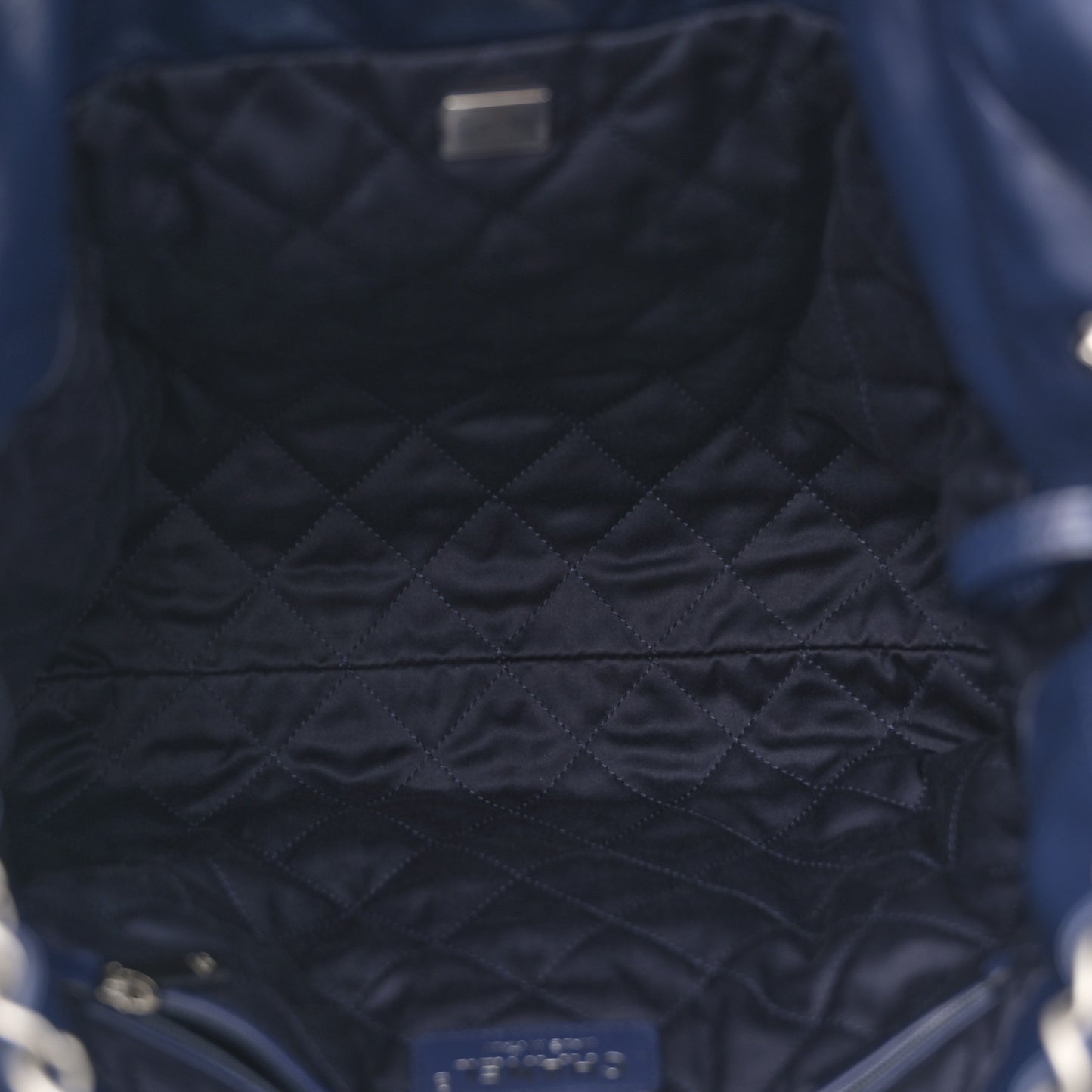 Shiny Calfskin Quilted Small Chanel 22 Navy