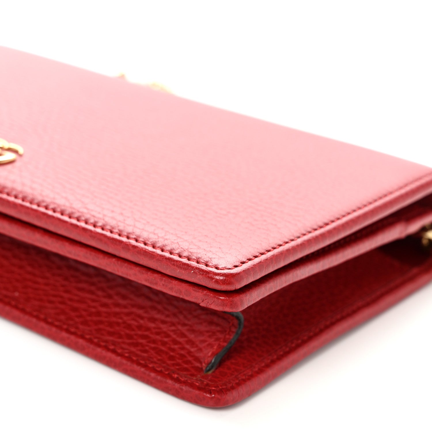 Gucci Dollar Calfskin Mini GG Marmont Chain Wallet Hibiscus Red 9 of 9