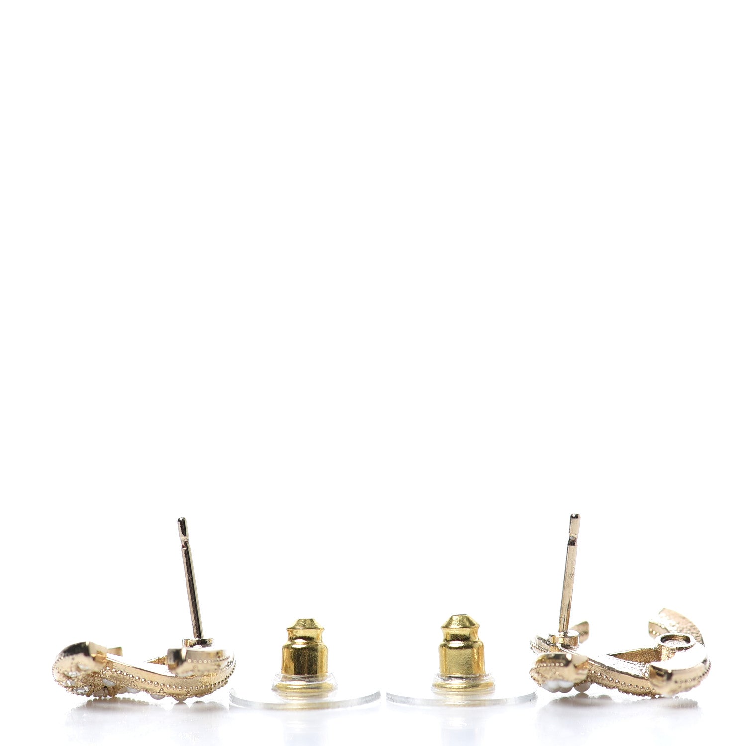 Chanel Crystal Pearl CC Earrings Gold 3 of 4