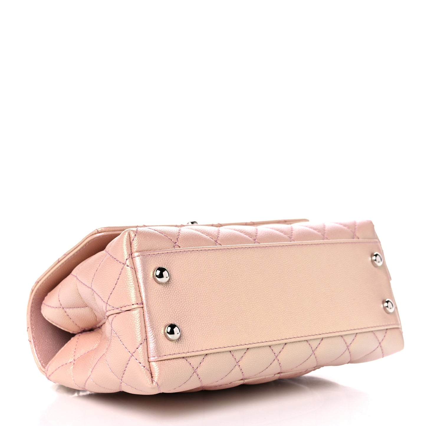 Iridescent Caviar Quilted Mini Coco Handle Flap Pink