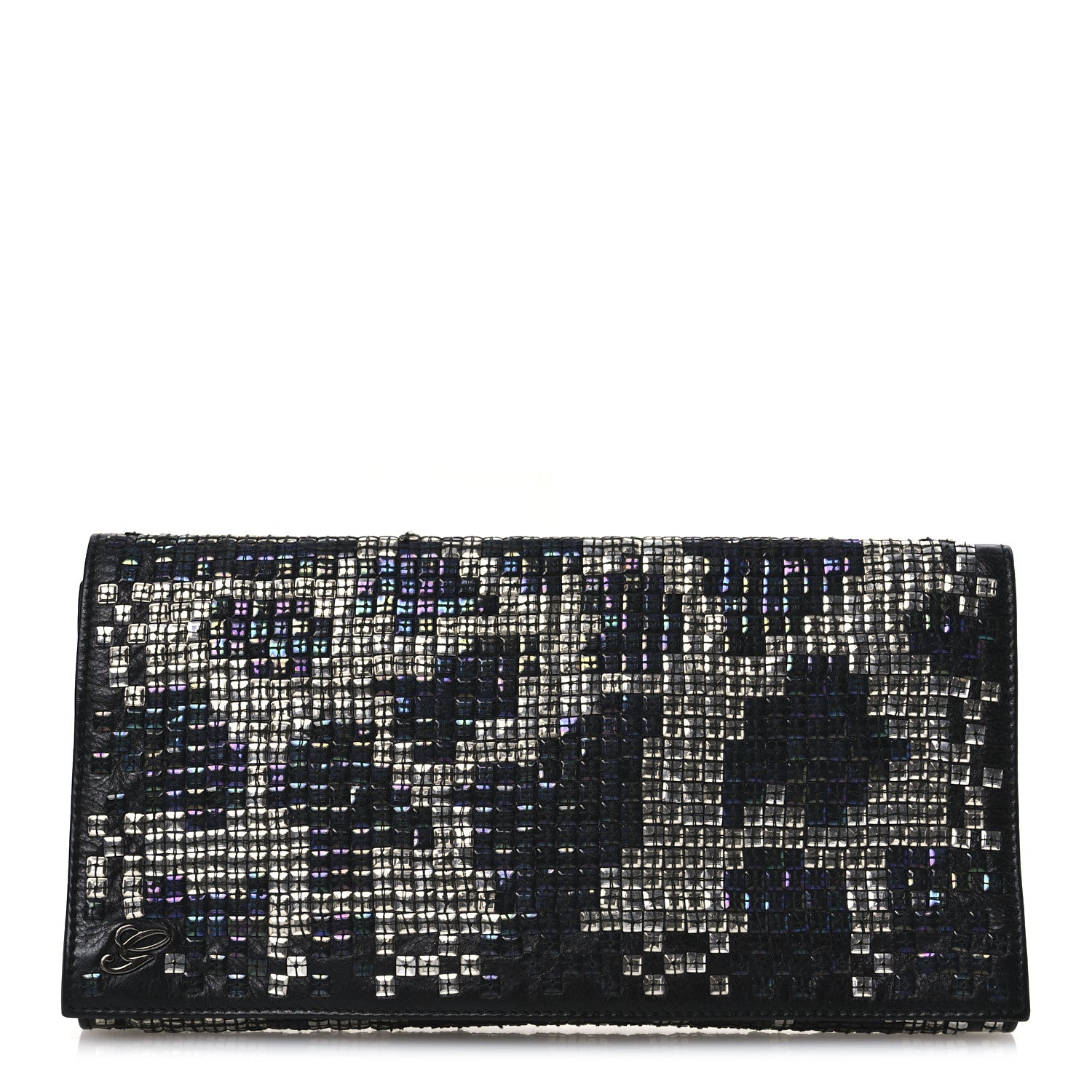 Gucci Calfskin Studded Evening Clutch  Black Silver 1 of 11