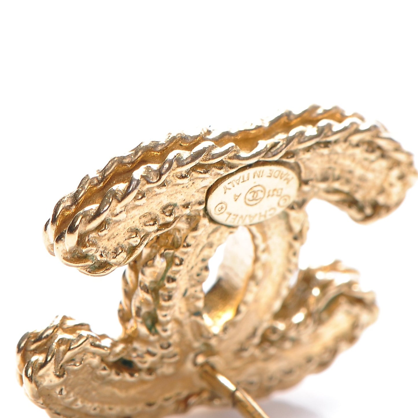 Metal CC Rope Earrings Gold