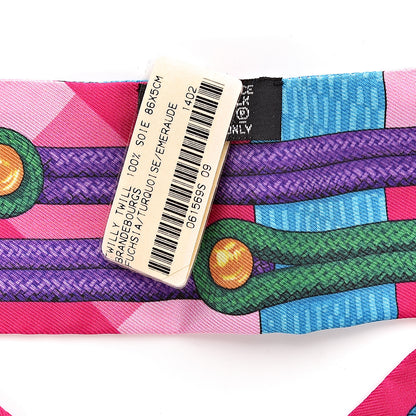 Hermes Silk Brandebourgs Twilly Fuchsia Turquoise Emeraude 3 of 5