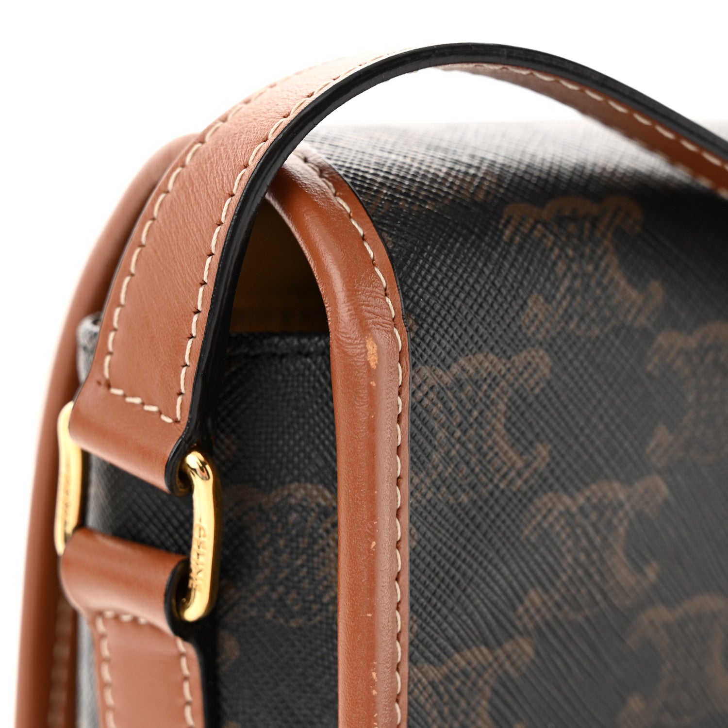 Celine Triomphe Canvas Medium Folco Bag Tan 11 of 13