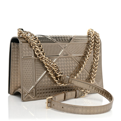 Christian Dior Metallic Patent Micro-Cannage Medium Diorama Flap Bag Gold 3 of 16