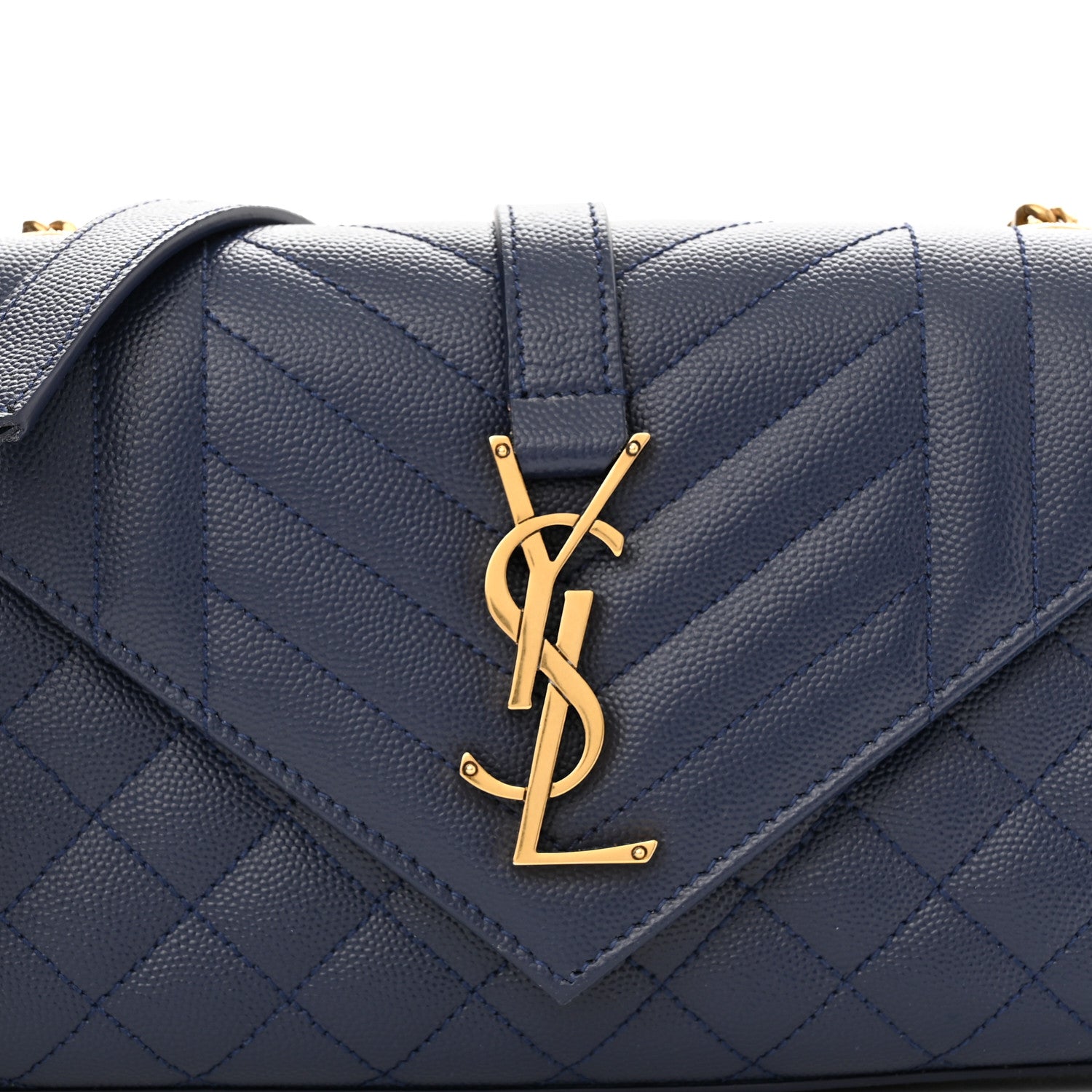 Saint Laurent Grain De Poudre Textured Mixed Matelasse Triquilt Small Monogram Satchel Blue 7 of 10