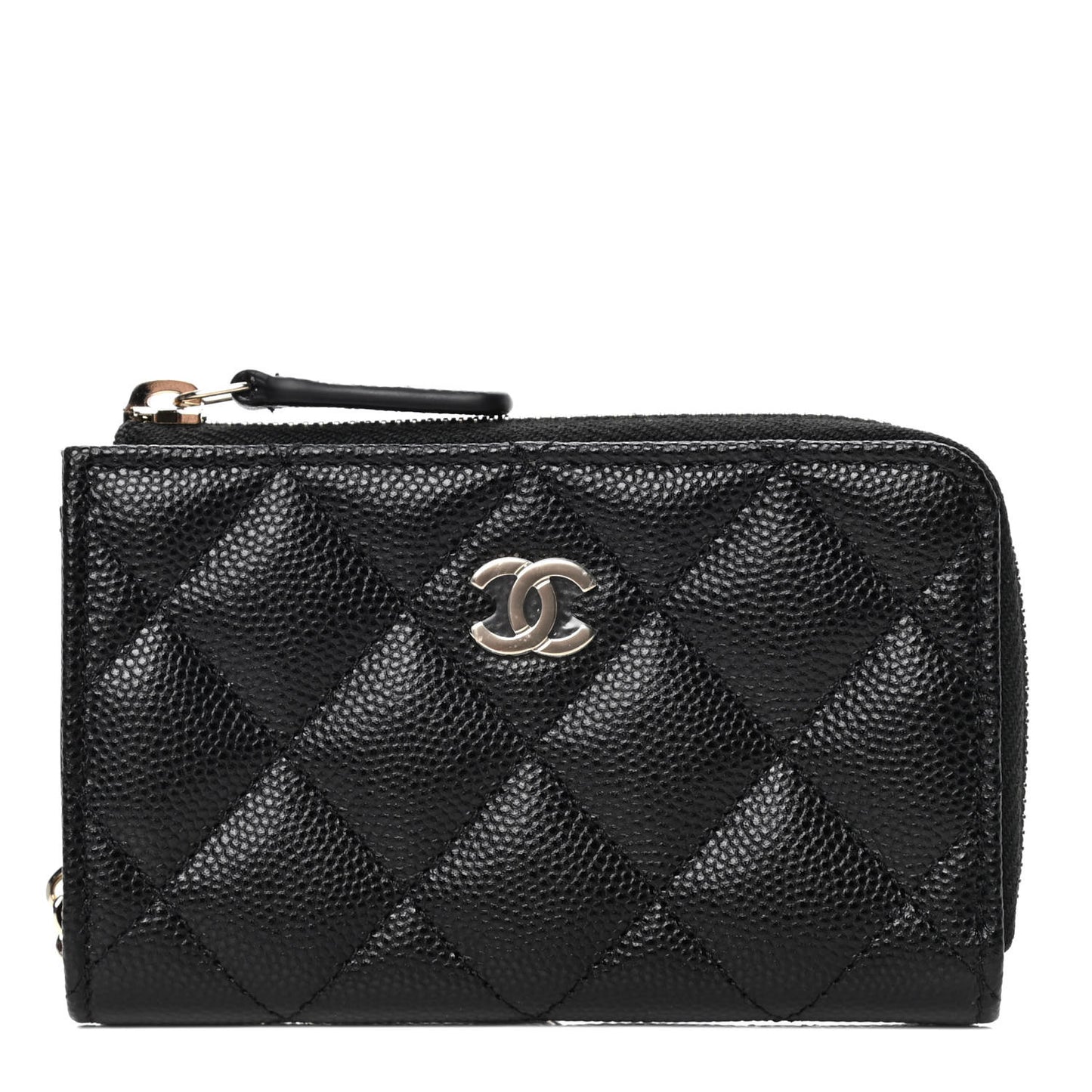 Caviar Quilted Zipped Key Holder Case Black