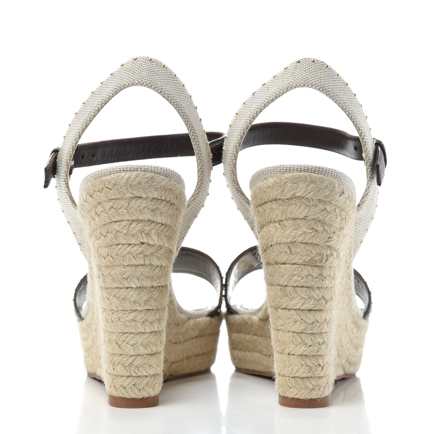 Louis Vuitton Canvas Patent Monogram Coastline Wedge Sandals 39 Beige 7 of 10