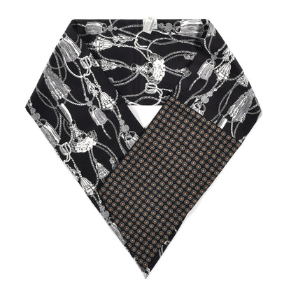 Hermes Silk Passementerie Maxi Twilly Cut Black White Beige 1 of 4