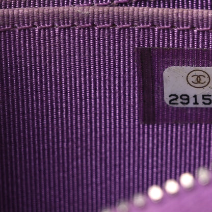 Chanel Lambskin Quilted Zip Around Coin Purse Wallet Purple 7 of 10