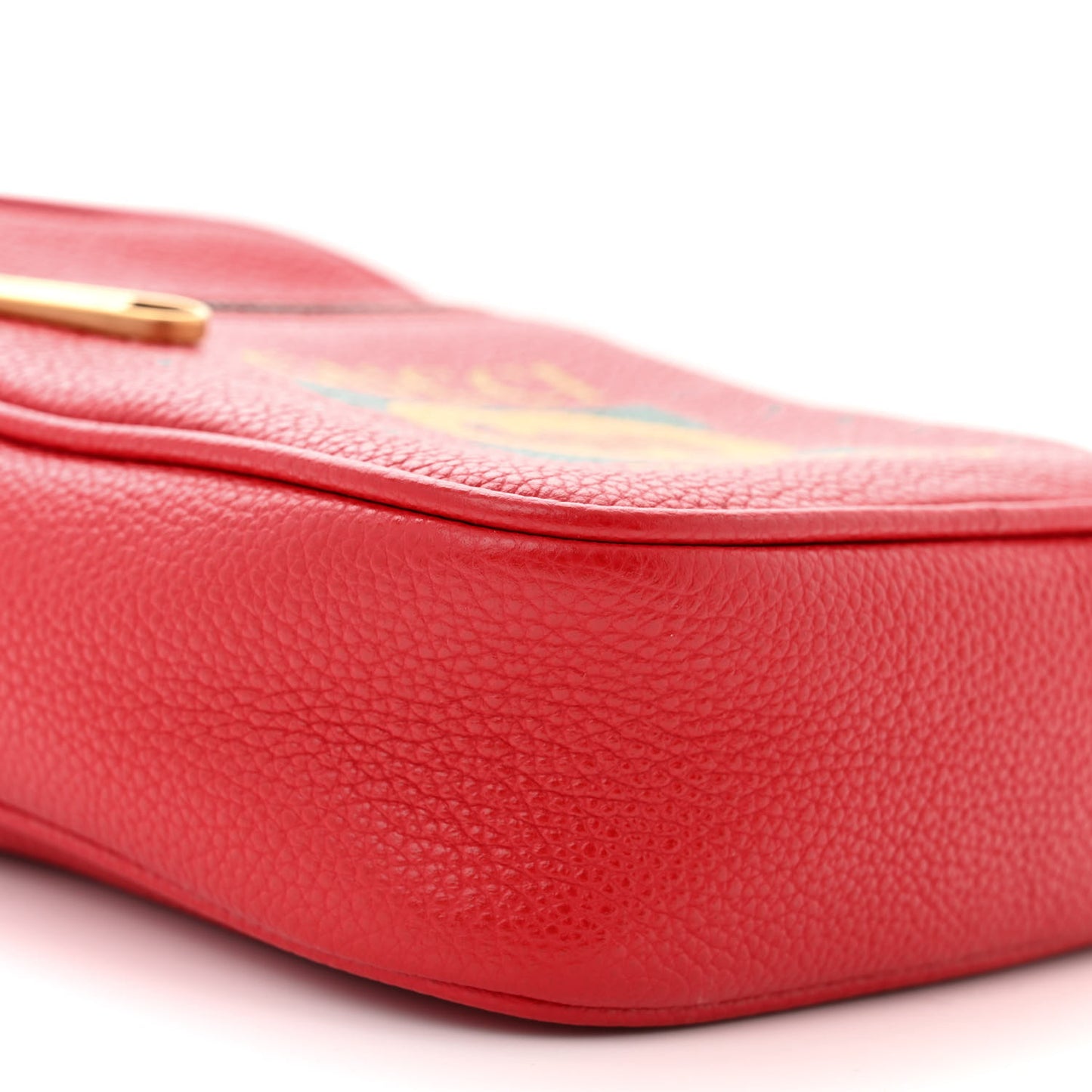 Dollar Calfskin Logo Mini Messenger Bag Hibiscus Red Yellow Green