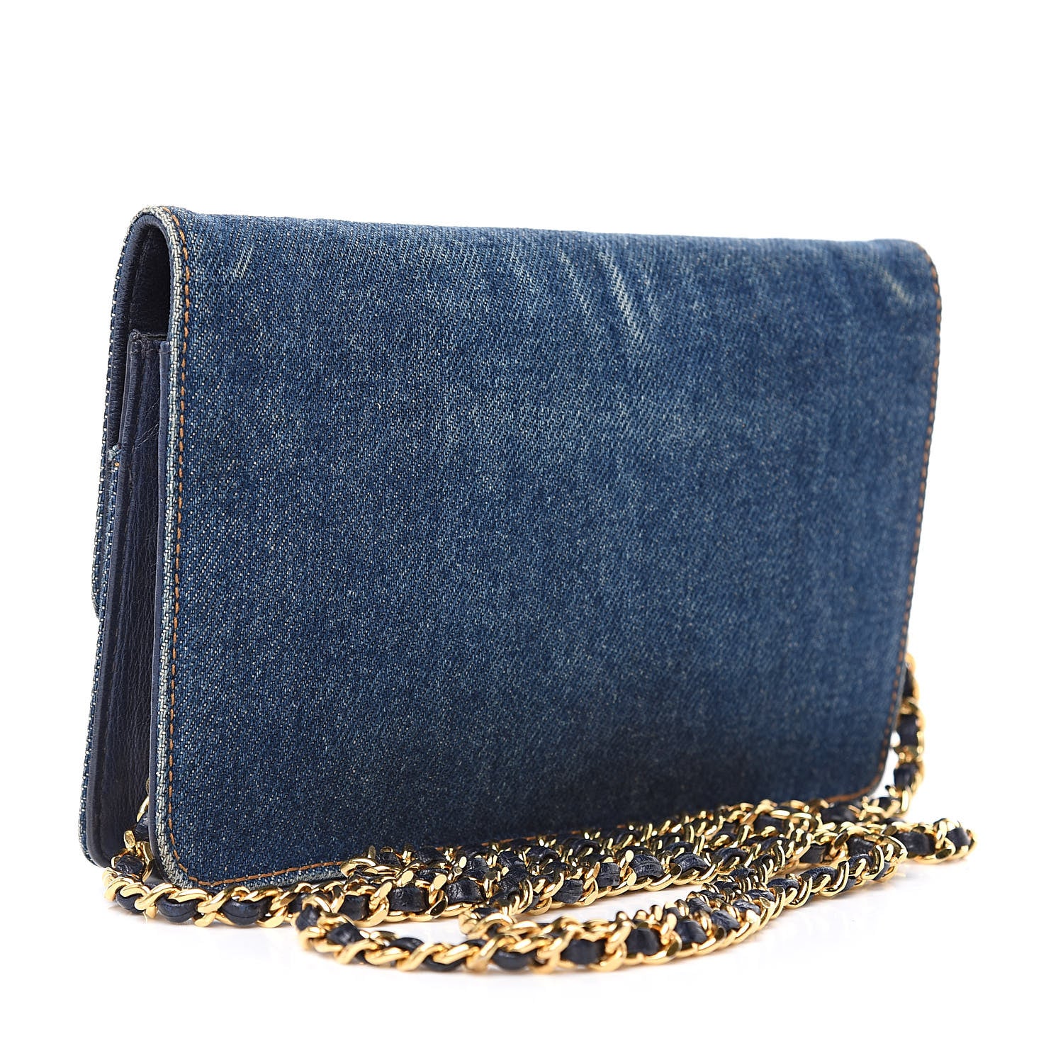 Chanel Denim Timeless CC Wallet on Chain WOC Blue 3 of 12