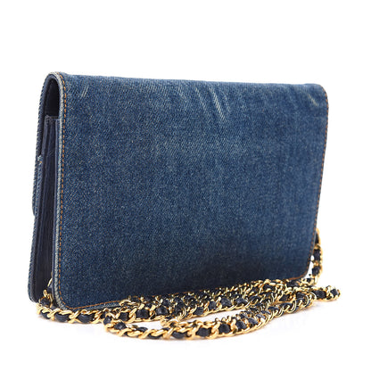 Chanel Denim Timeless CC Wallet on Chain WOC Blue 3 of 12