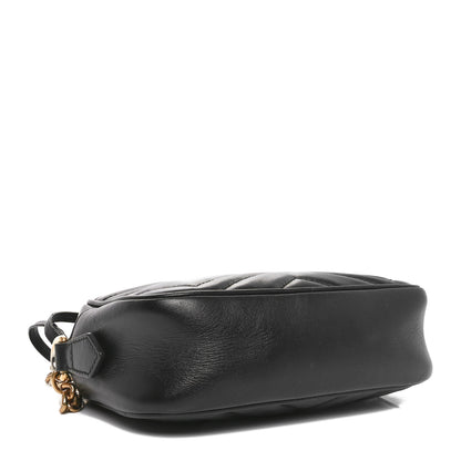 Gucci Calfskin Matelasse Mini GG Marmont Chain Shoulder Bag Black 3 of 11