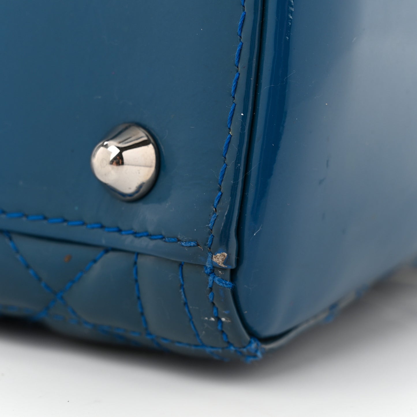 Patent Cannage Large Lady Dior Blue