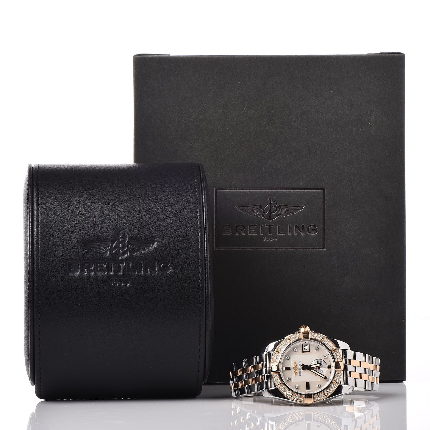 Stainless Steel 18K Rose Gold Diamond Mother of Pearl 36mm Galactic Automatic Watch C37330