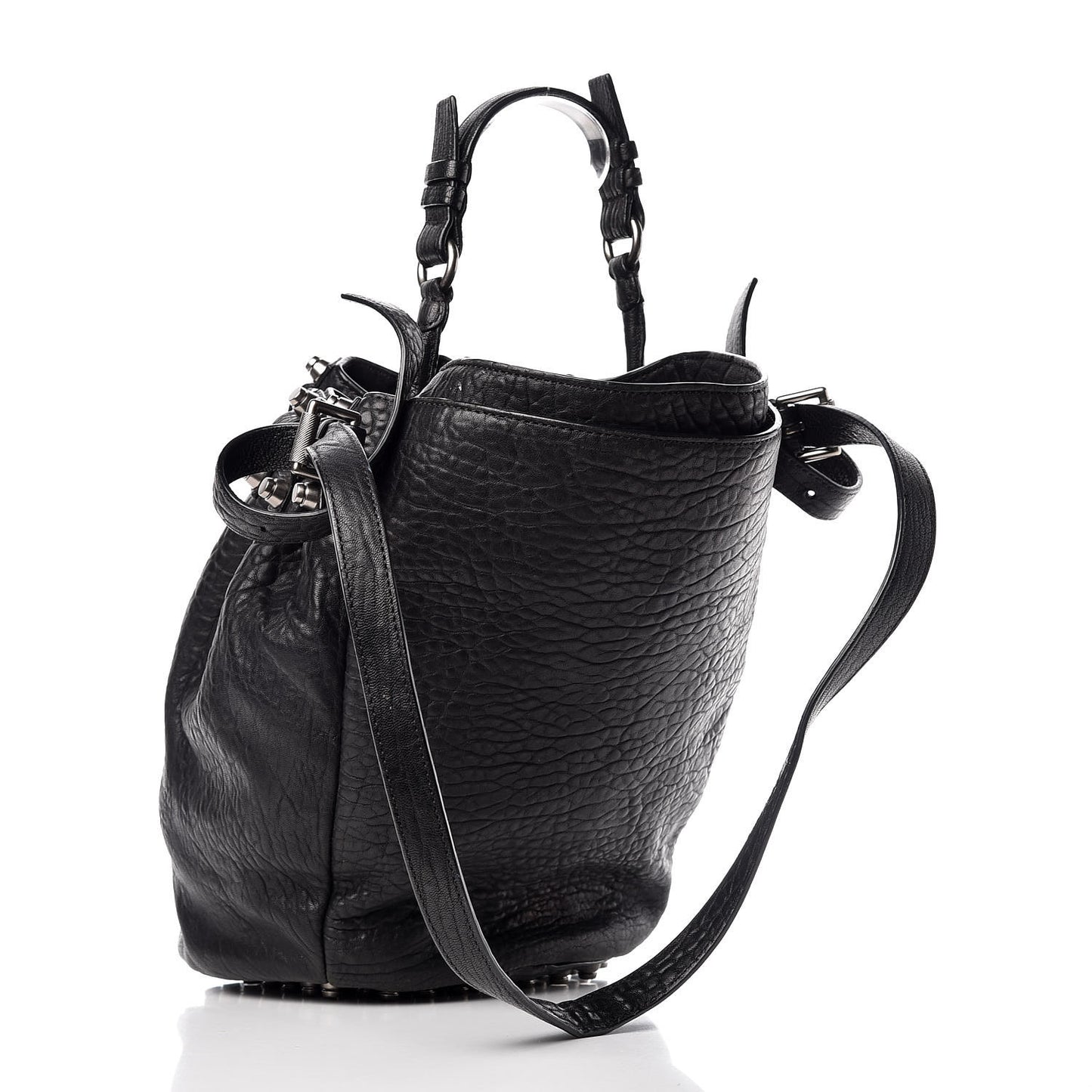Pebbled Lambskin Diego Bucket Black Nickel Hardware
