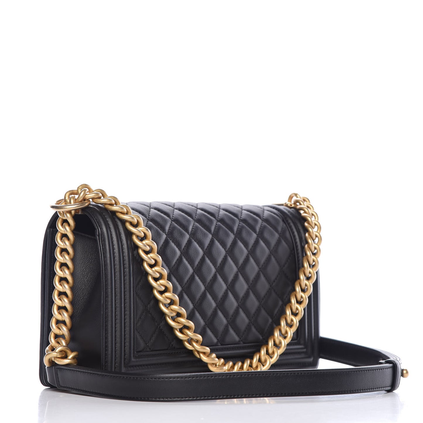 Lambskin Quilted Medium Boy Flap Black