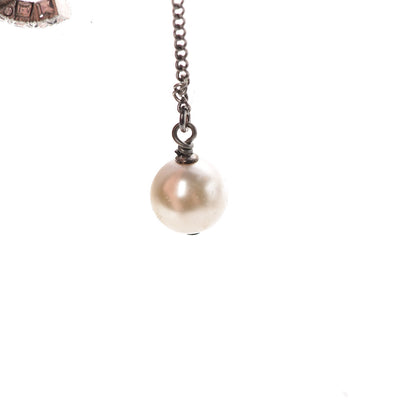 Chanel Baguette Crystal Pearl CC Lariat Necklace Silver 5 of 6