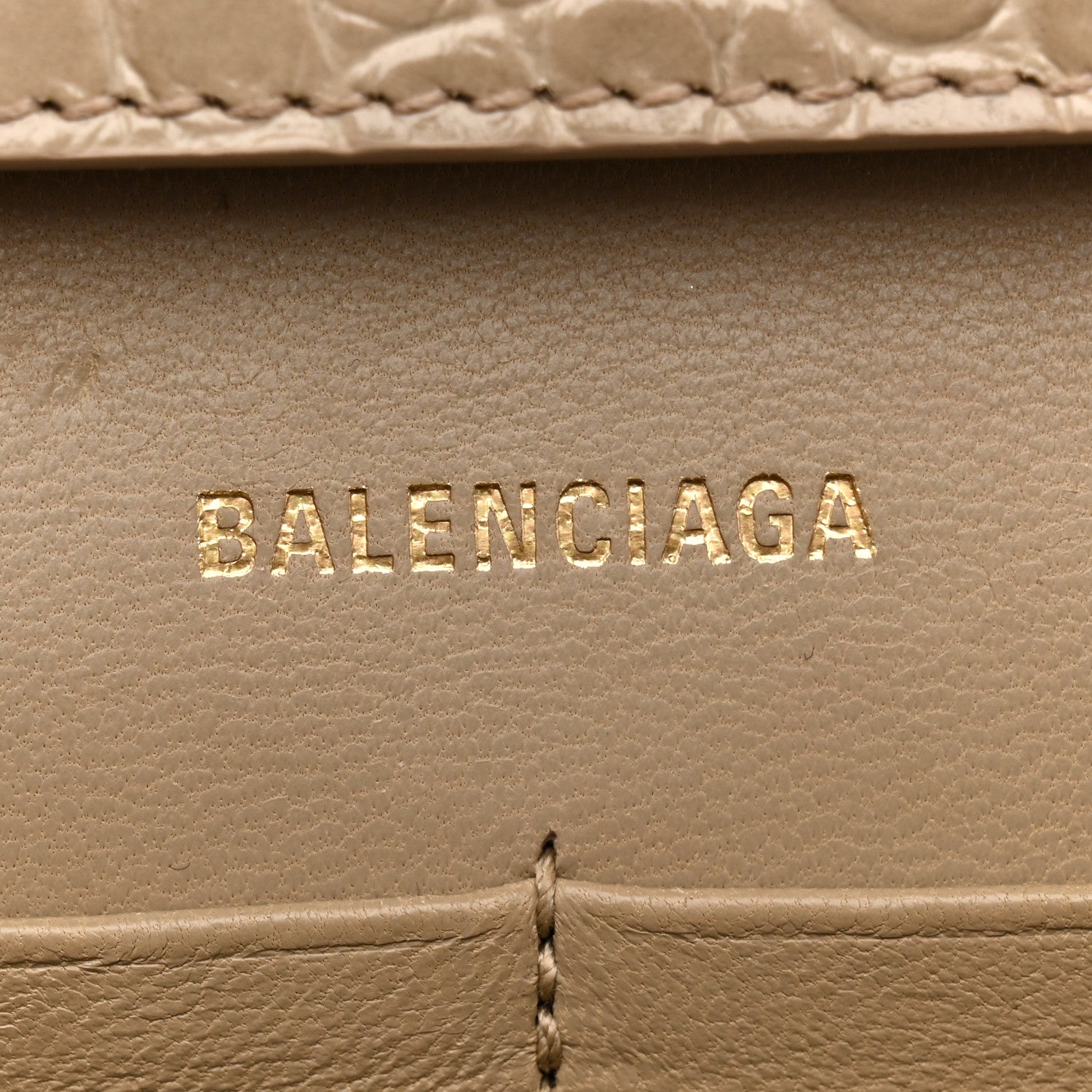 Balenciaga Shiny Calfskin Crocodile Embossed Hourglass Chain Bag