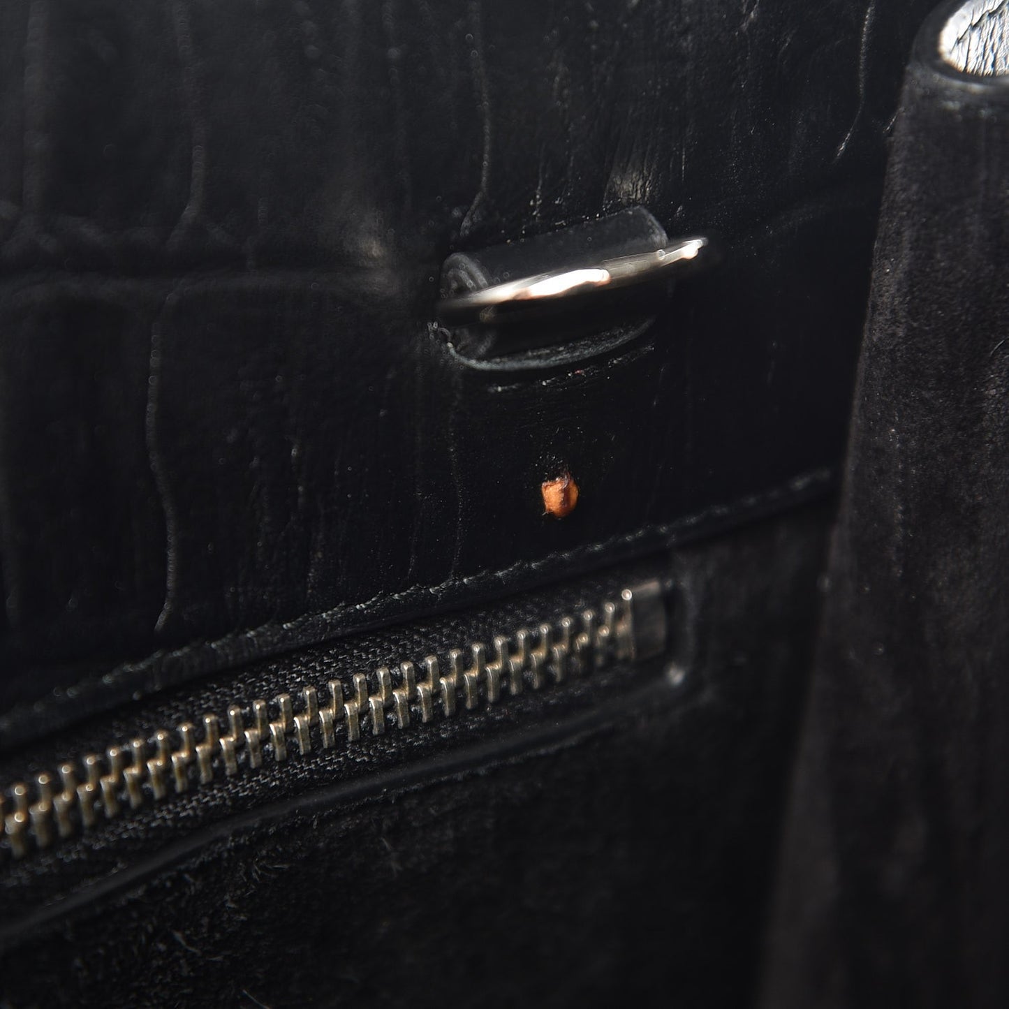 Calfskin Crocodile Embossed Small Sac de Jour Black
