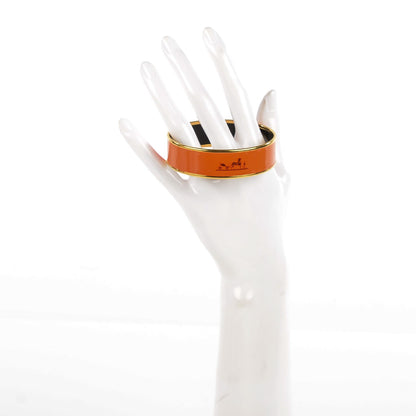 Hermes Enamel Printed Caleche Wide Bracelet 70 Orange 2 of 4