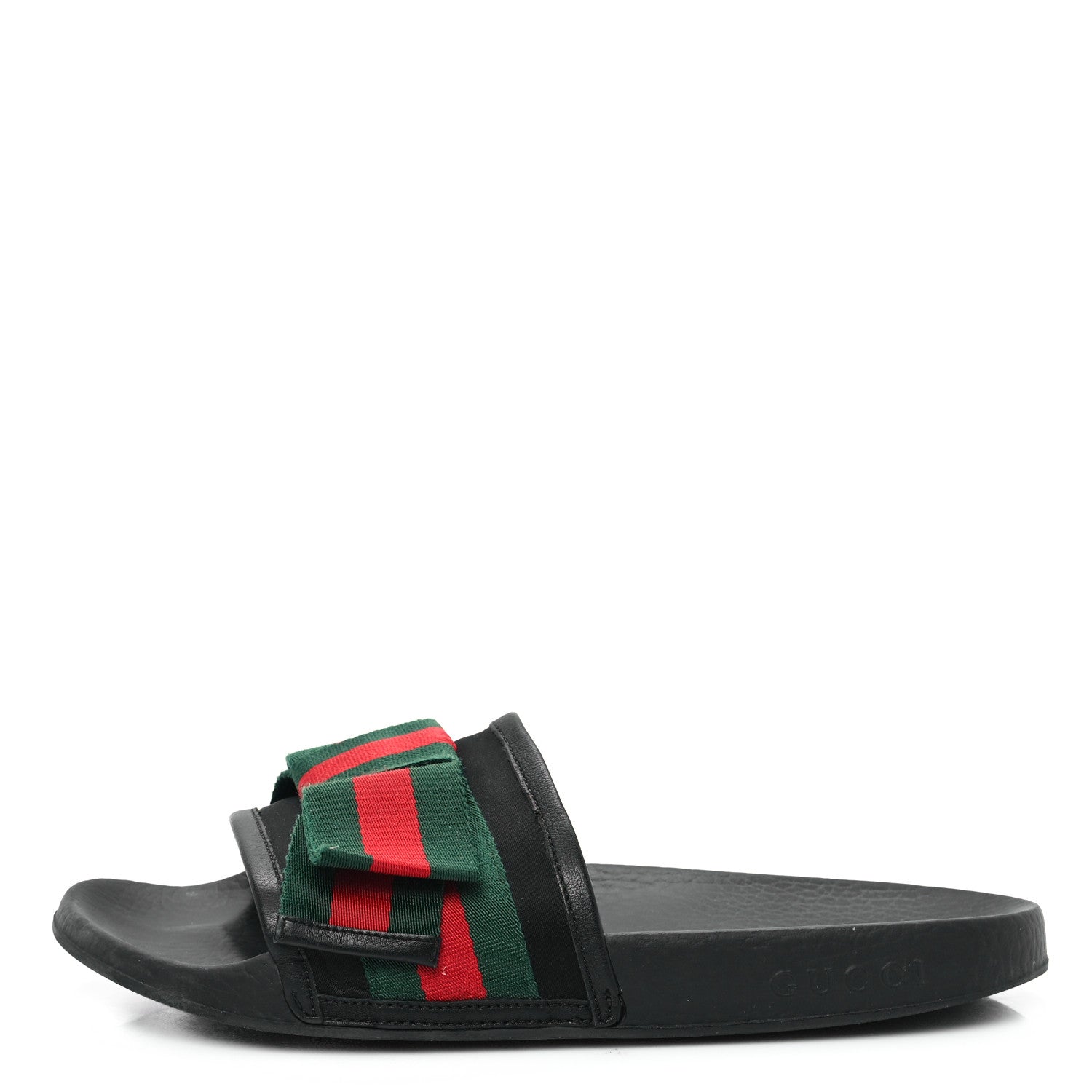 Gucci Satin Web Bow Slide Sandals 39 Black 1 of 11