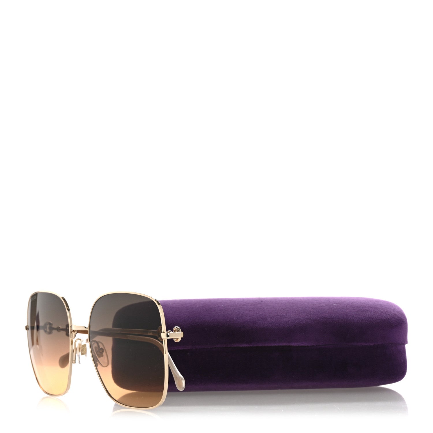 Gucci Metal Horsebit Square Sunglasses GG0879S Gold 8 of 8