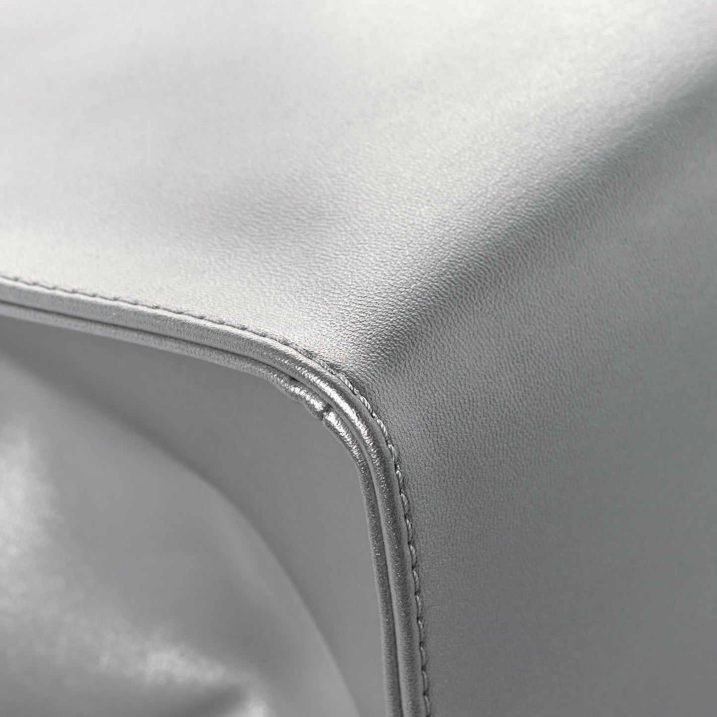 Metallic Vegan Leather Medium Shopping Bag Silver