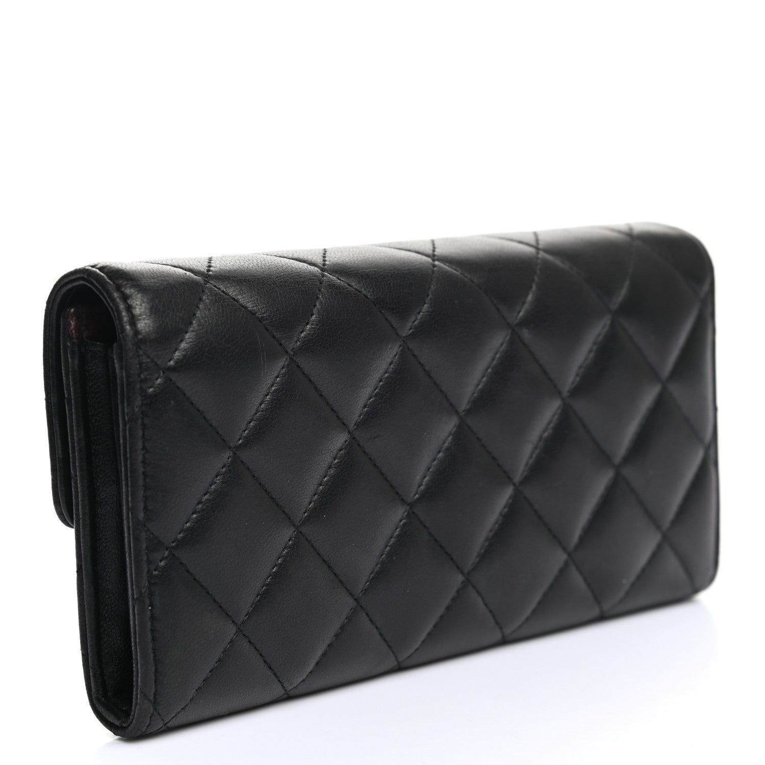 Chanel Lambskin Quilted Large Gusset Flap Wallet Black 3 of 10