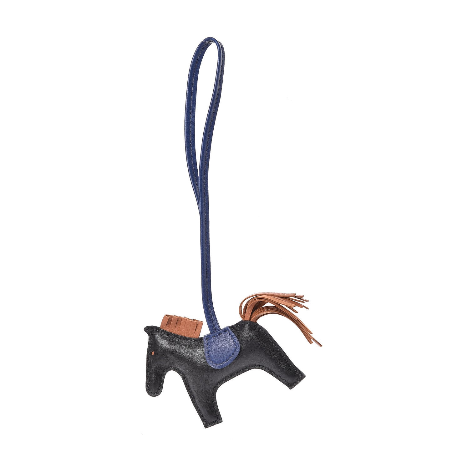Milo Lambskin Grigri Rodeo Horse Bag Charm PM Black Bleu Encre Gold