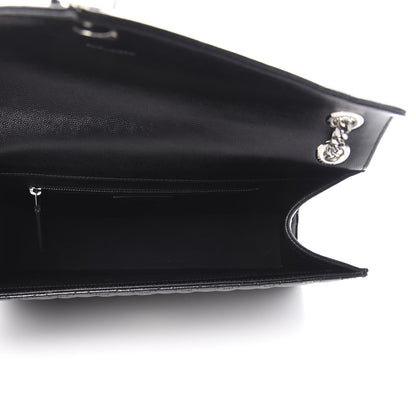 Saint Laurent Grain De Poudre Textured Mixed Matelasse Large Triquilt Monogram Satchel Black 5 of 12