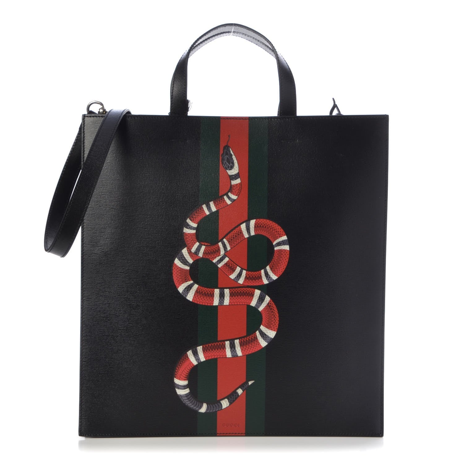 Gucci Calfskin Kingsnake Print Vertical Tote Black 1 of 8