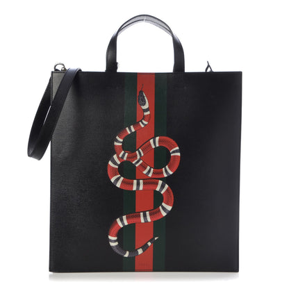 Gucci Calfskin Kingsnake Print Vertical Tote Black 1 of 8