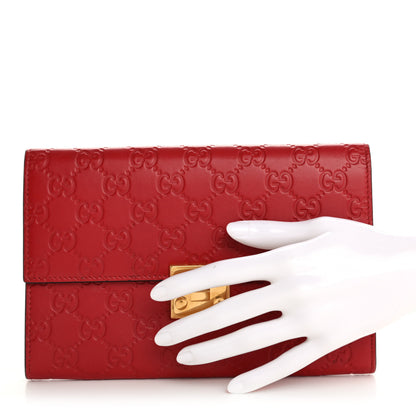 Gucci Guccissima Padlock Clutch Hibiscus Red 2 of 13