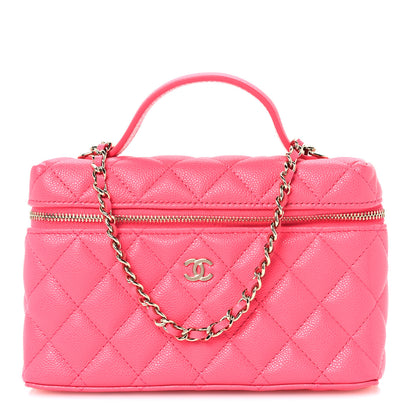 Chanel Caviar Quilted Top Handle Slim Vanity With Chain Fuchsia 1 of 10