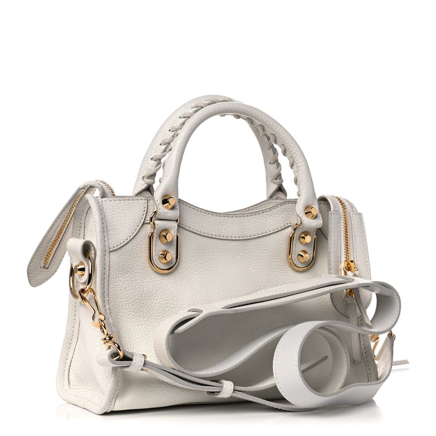 Chevre Gold Metallic Edge Hardware Mini City White