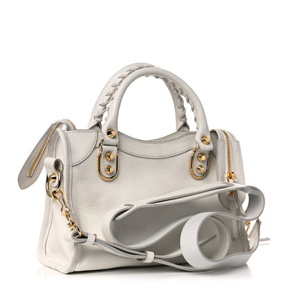 Balenciaga Chevre Gold Metallic Edge Hardware Mini City White 3 of 10