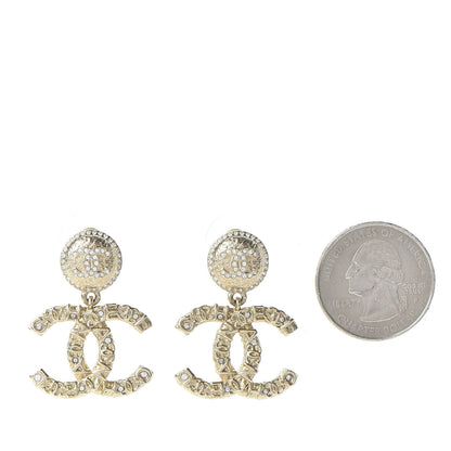 Chanel Crystal CC Drop Logo Earrings Gold 2 of 6