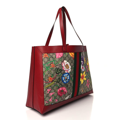 Gucci GG Supreme Monogram Flora Web Large Ophidia Tote Red 4 of 11