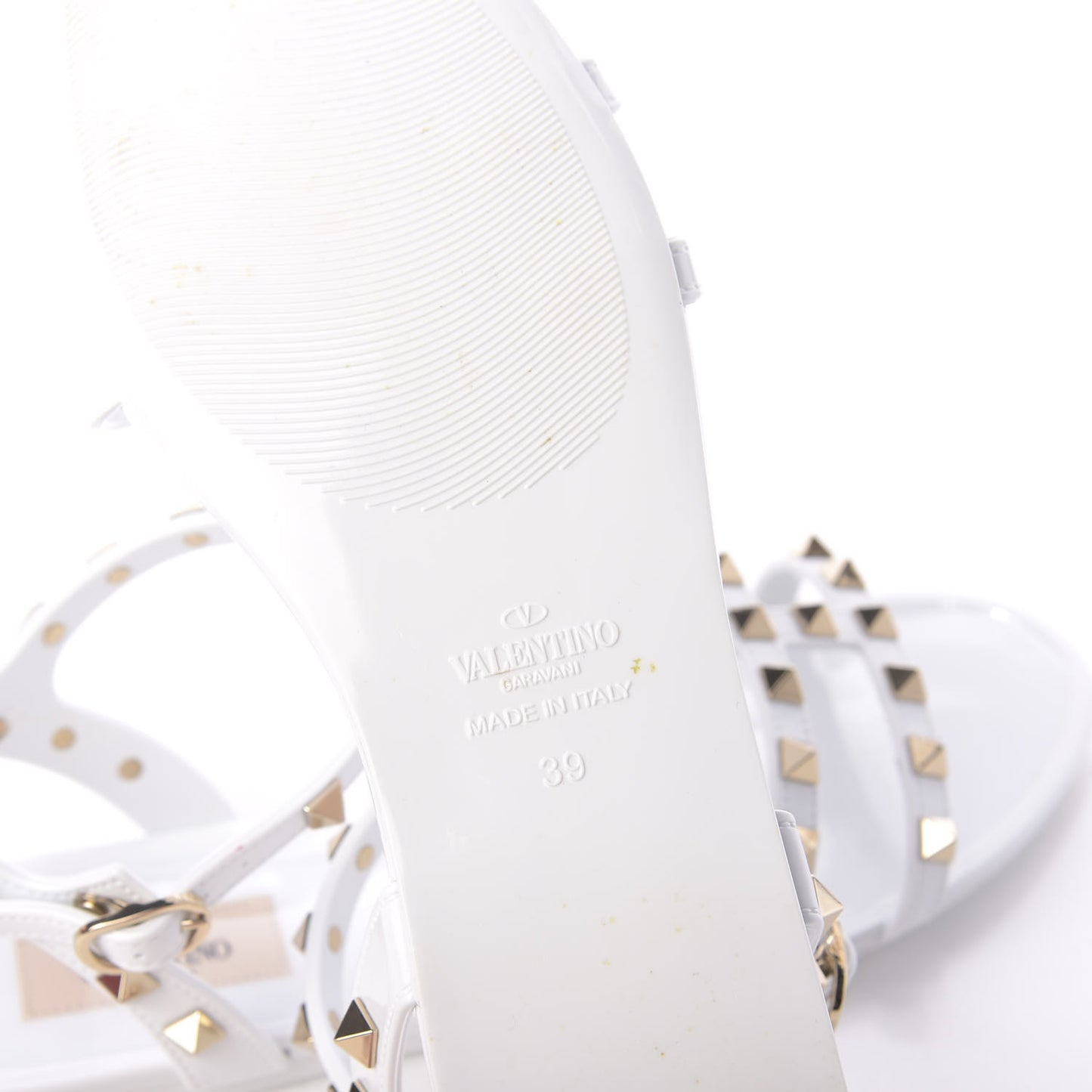 PVC Jelly Rockstud Caged Sandals 39 Optic White