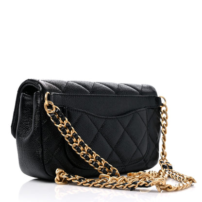 Chanel Caviar Quilted Chain Melody Waist Belt Bag Black 2 of 9