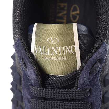 Valentino Garavani Denim Calfskin Suede Rockstud Sneakers 36 Deep Denim 8 of 9