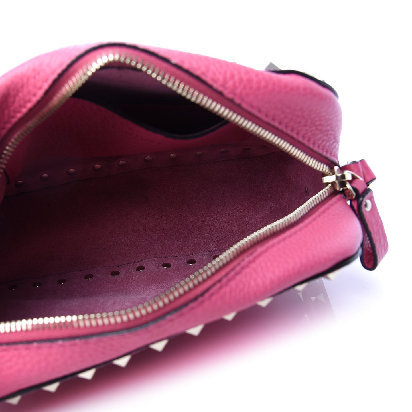 Pebbled Calfskin Rockstud Camera Crossbody Bag Peony