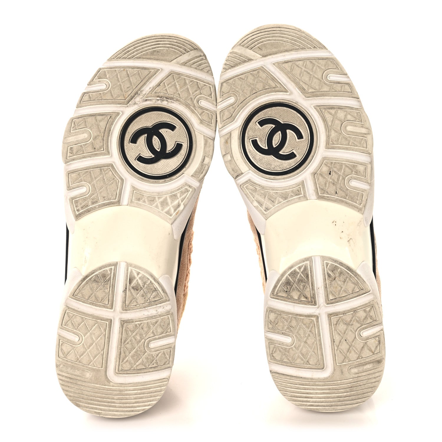 Chanel Suede Tweed Felt CC Sneakers 39 Beige 6 of 8