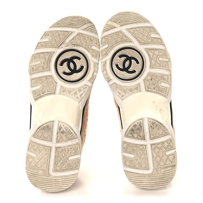 Chanel Suede Tweed Felt CC Sneakers 39 Beige 6 of 8